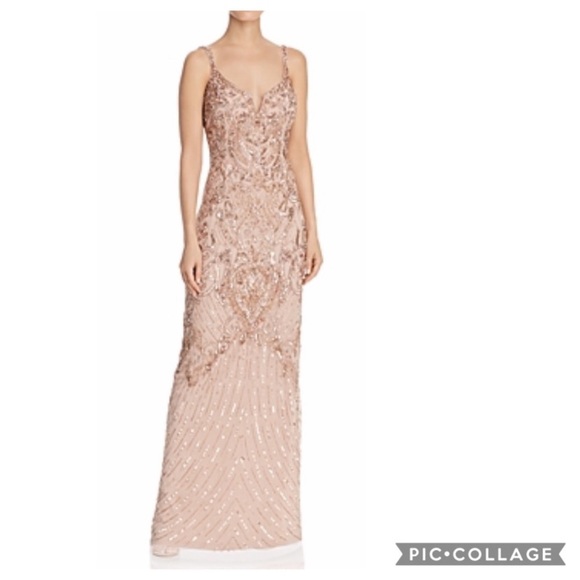 Brand new Aidan Mattox beaded V-NOTCH sleeveless long gown - Picture 7 of 17